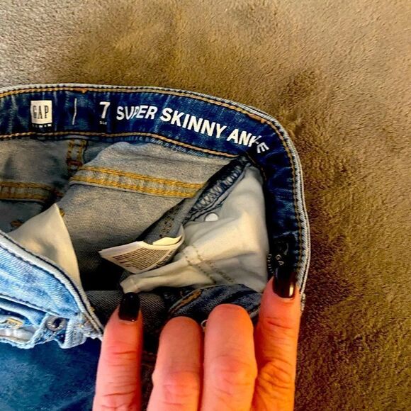 GAP super Skinny Ankle Jeans/Jeggings Sequin Stars size 7 girls *slim* - Picture 5 of 15